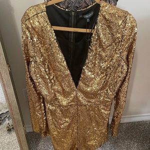 Women Sequins Jumpsuit  (Gold)